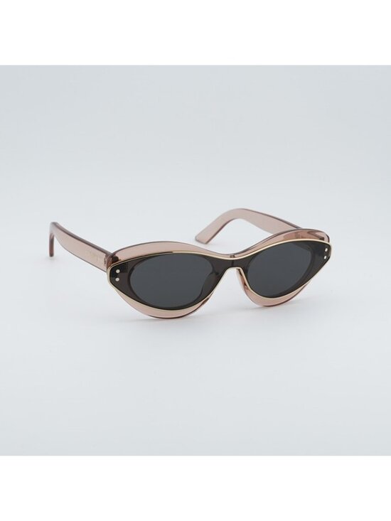 Dior DIORMETEOR B1I 40A0 Sunglasses Matte Pink Cat Eye Frame, Smoke Lenses